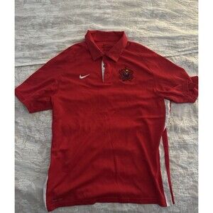 Nike Dri-Fit Coaches Polo Red Cardinal Logo Men’s Large